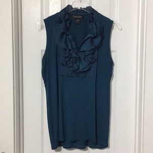 August Silk deep teal sleeveless blouse Medium (R)